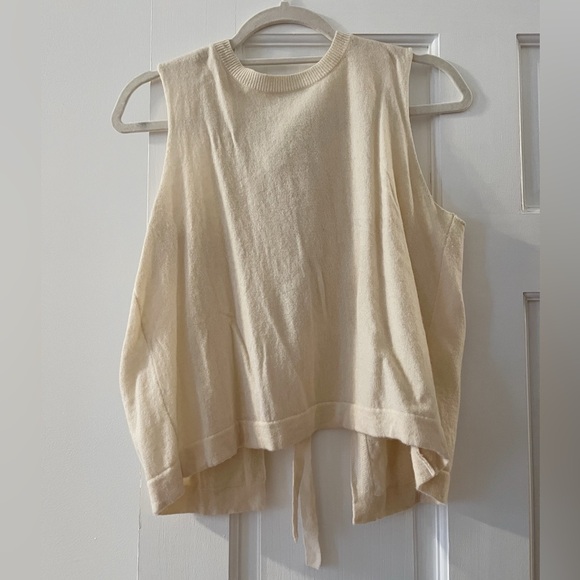 Maje ecru sleeveless cashmere/wool tieback vest Sz 3 (L) - Picture 3 of 5